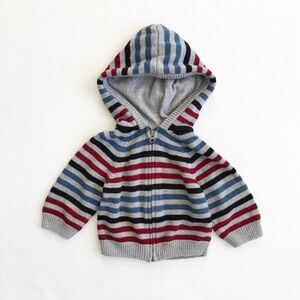 Gymboree stripe knit zip up hoodie VGUC 12-18m